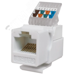 Keystone Jack 8P8C (RJ-45), UTP, Cat.5e. заделка без инструмента, белый СУПР 10-0312