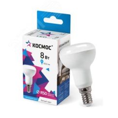 Лампа светодиодная LED 8Вт 220в,E14 R50 4500К белый КОСМОС Lksm_LED8wR50E1445