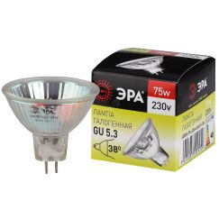 Лампа накаливания галогенная GU5.3-JCDR (MR16) -75W-230V-CL (галоген, софит, 75Вт, нейтр, GU5.3) (10/200/6000) ЭРА C0027366