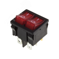 Выключатель клавишный 250V 6А (6с) ON-OFF красный с подсветкой двойной Mini REXANT 36-2160