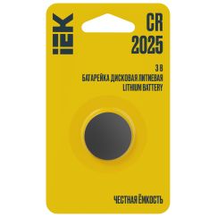 Батарейка дисковая литиевая CR2025 (1шт/блистер) IEK IEK ABT-CR2025-OP-L01