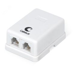Розетка телефонная RJ-12(6P4C), двойная, внешняя, белая Cabeus WS-6P4C-TEL-2