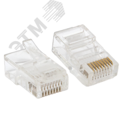 Коннектор RJ-45 TERACOM неэкранированный 8P8C Cat.5E универсальный (упак.10шт) EKF TRC-PLUG-5EUTP-10
