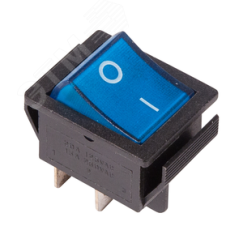 Выключатель клавишный 250V 16А (4с) ON-OFF синий с подсветкой REXANT 36-2331