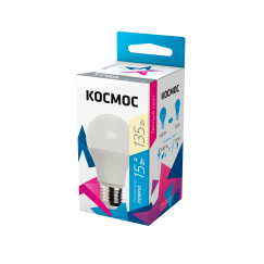 Лампа светодиодная LED 15Вт 220В Е27 D60х108 3000 теплый A60 КОСМОС LkecLED15wA60E2730