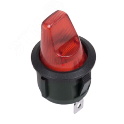 Выключатель клавишный круглый 12V 16А (3с) ON-OFF красный с подсветкой REXANT 36-2590