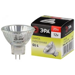 Лампа накаливания галогенная GU4-MR11-20W-12V-30CL (галоген, софит, 20Вт, нейтр, GU4) (10/200/12000) ЭРА C0027361