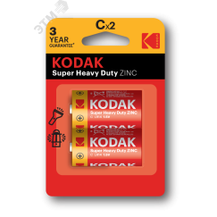 Батарейка R14-2BL SUPER HEAVY DUTY Zinc [KCHZ-2] (20/200/8400) KODAK Б0005136
