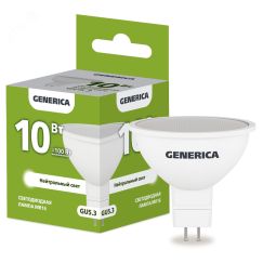 Лампа светодиодная MR16 софит 10Вт 230В 4000К GU5.3 GENERICA IEK LL-MR16-10-230-40-GU5-G