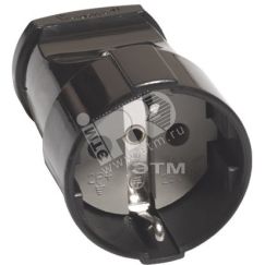 Гнездо штепсельное с заземлением черное 16А 250В Универсал А1020