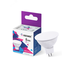 Лампа светодиодная LED 8.5Вт JCDR 220В GU5.3 D50х45 6500К холодный 720 лм КОСМОС КОСМОС LkecLED8.5wJCDRC65