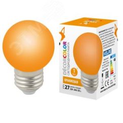 Лампа декоративная светодиодная LED-G45-1W/ORANGE/E27/FR/С Форма шар матовая Цвет оранжевый Картон Uniel UL-00005650