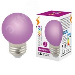 Лампа декоративная светодиодная LED-G45-1W/PURPLE/E27/FR/С Форма шар матовая Цвет фиолетовый Картон ТМ Volpe Uniel UL-00005652