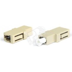 Адаптер оптический проходной LC/PC-LC/PC мм simplex корпус пластиковый бежевый белые колпачки Hyperline 242820