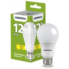 Лампа светодиодная A60 груша 12Вт 230В 3000К E27 GENERICA IEK LL-A60-12-230-30-E27-G
