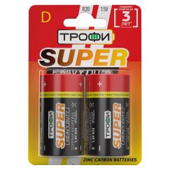 Батарейка Трофи R20-2BL SUPER HEAVY DUTY Zinc (12/96/4992) ЭРА Б0023143