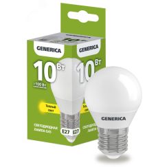 Лампа светодиодная G45 шар 10Вт 230В 3000К E27 GENERICA IEK LL-G45-10-230-30-E27-G