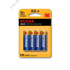 Батарейка Kodak LR6-4BL MAX SUPER Alkaline [KAA-4] (80/400/17600) KODAK Б0005120