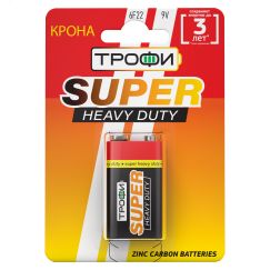 Батарейка Трофи 6F22-1BL SUPER HEAVY DUTY Zinc (12/96/6912) ЭРА Б0023144