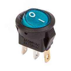 Выключатель клавишный круглый 250V 3А (3с) ON-OFF синий с подсветкой Micro REXANT 36-2531