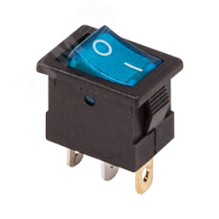 Выключатель клавишный 12V 15А (3с) ON-OFF синий с подсветкой Mini REXANT 36-2171
