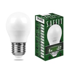 Лампа светодиодная LED 5вт Е27 белый матовый шар SAFFIT SBG4505