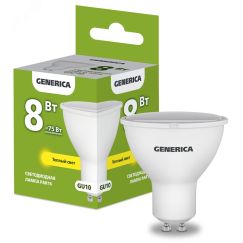 Лампа светодиодная PAR16 софит 8Вт 230В 3000К GU10 GENERICA IEK LL-PAR16-08-230-30-GU10-G