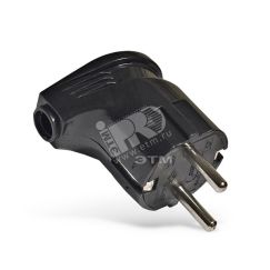 Вилка угловая с заземлением черная 16А 250В Универсал А0105