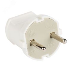 Вилка прямая без заземления белая 6А 250В EKF AVP6-10