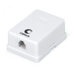 Розетка телефонная RJ-12(6P4C), одинарная, внешняя, белая Cabeus WS-6P4C-TEL-1