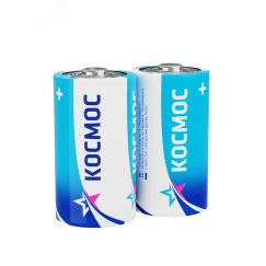 Батарейка  R20 (D) 1.5V Zinc carbon 2S в шринке КОСМОС KOCR20