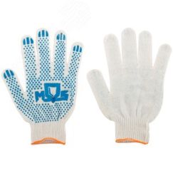 Перчатки вязаные (3 нити), х/б, с ПВХ, 10 класс вязки РОС 12485