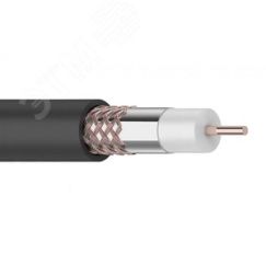 Кабель коаксиальный RG-6U+Cu, 75 Ом, Cu/Al/Cu, 64%, бухта 305 м, черный OUTDOOR, REXANT REXANT 01-2232