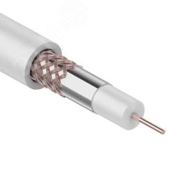 Кабель коаксиальный RG-59U+Cu (75 Ом), Cu/Al/Cu, 64%, бухта 100 м, белый, REXANT REXANT 01-2641