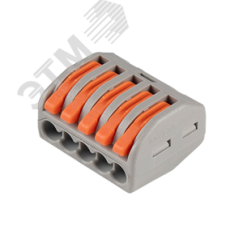 Клеммы монтажные многоразовые PTC-5P 222-415 450V 32A 0,08-2,5(4.0)mm2 , 5 отверстий, серые /50 шт. JazzWay 5050853