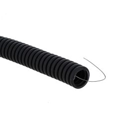 Труба гофр. ПВХ с протяжкой d20 мм (100 м) черная -Plast EKF tg-z-20-100-black