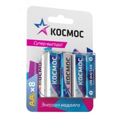 Батарейка LR6 (AA) 1.5V Alkaline 8BL, КОСМОС KOCLR6BL8