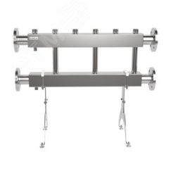Коллектор модульный MKSS-400-3x32 на 3 контура G 1 1/4', 2 магистрали фланцевое подключение DN 65, до 400 кВт, нерж. Сталь Gidruss 1R 04003 18