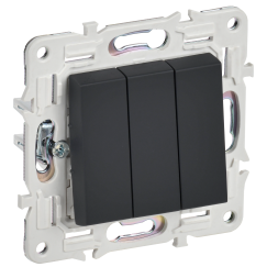 SKANDY Выключатель 3-клавишный 10А SK-V11G графит IEK