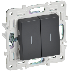 SKANDY Выключатель 2-клавишный с индикацией 10А SK-V09T титан IEK