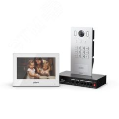 Комплект IP  видеодомофона (Панель вызывная       DHI-VTO3221E-P, видеодомофон с WiFi               DHI-VTH2621GW-WP, неуправляемый 4-портовый         Dahua DHI-KTP05(S)