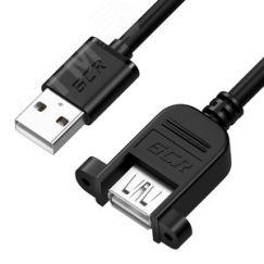 Удлинитель USB 2.0 AM на AF, 1.5 м., крепление подвинт, черный Greenconnect GCR-54747