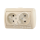 HATA Розетка двойная без заземления бежевая Lezard 710-0300-128