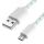 Кабель Micro USB, 1 м., белый-зеленый, быстрая зарядка Greenconnect GCR-UA9MCB3-BD-1.0m