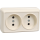 OKTAVA Розетка 2-местная без заземления для открытой установки 10А РС22-2-ОКм кремовый IEK