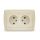 Маргарита розетка двухместная  б/з, с/у, 16А, 220В, сл.кость (ivory) (еврослот) Универсал М0102-I