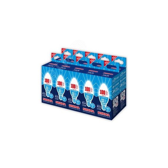 Лампа светодиодная 11 Вт Патрон Е 14 Форма свеча матовая Серия Norma Белый свет 4000K Картон ТМ Volpe LED-C37-11W/NW/E14/FR/NR Набор из 10штук Uniel UL-00012502