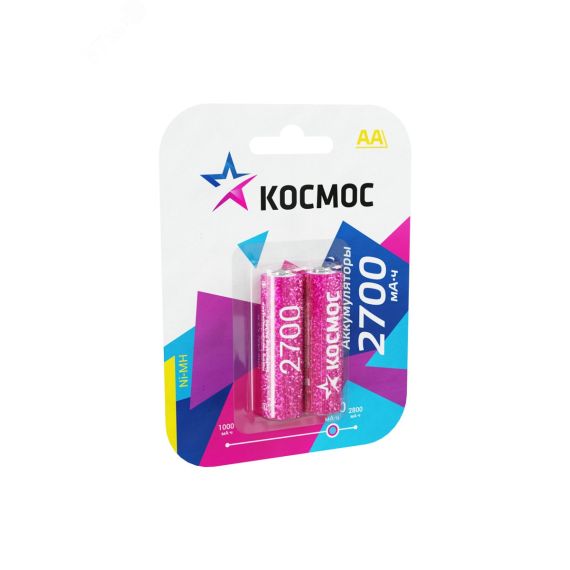 Аккумулятор R6 (AA) Ni-Mh 2700MAh КОСМОС KOCR6NIMH2700MAH2BL