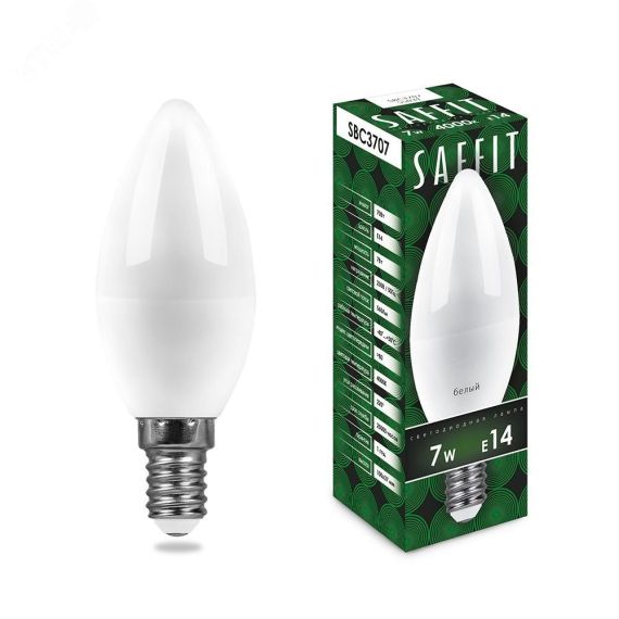 Лампа светодиодная LED 7вт E14 дневной матовая свеча FERON 55169