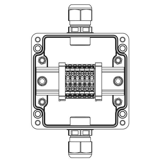 Взрывозащищенная клеммная коробка из полиэстера TBE-P-03-(6xCBC.4)-1xPACMP(A)-1xPACMP(C)1Ex e IIC Т5 Gb / Ex tb IIIC T95°C Db IP66